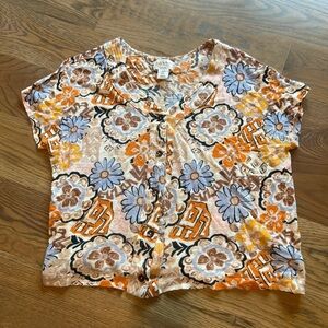 Nicole Miller Vibrant Floral Button-Down